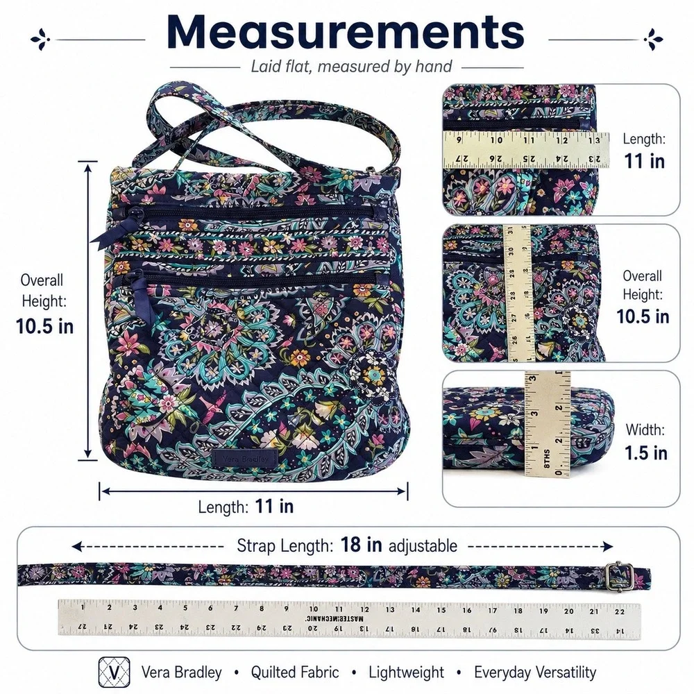 Vera Bradley Petal Paisley Triple Zip Hipster Crossbody Bag Quilted Retired